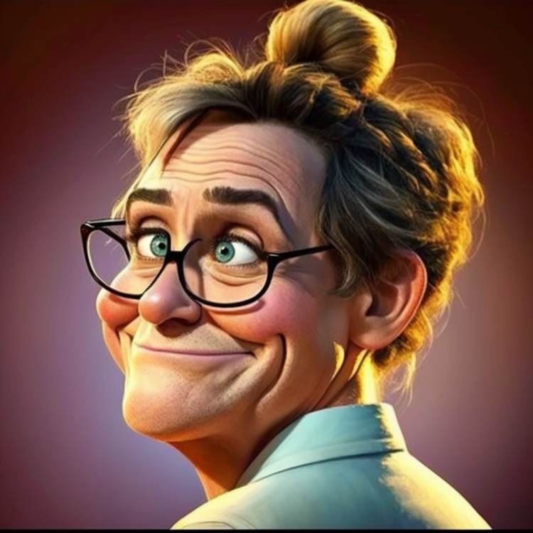 A funny caricature in Pixar style