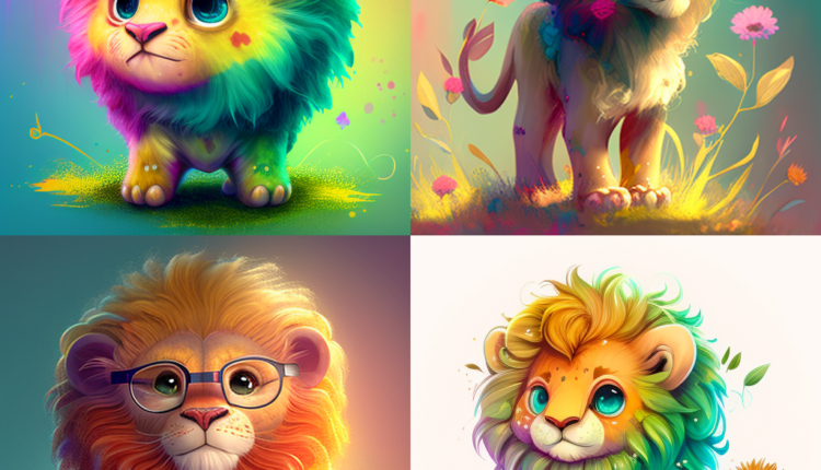 Cute lion drawing to delight little children