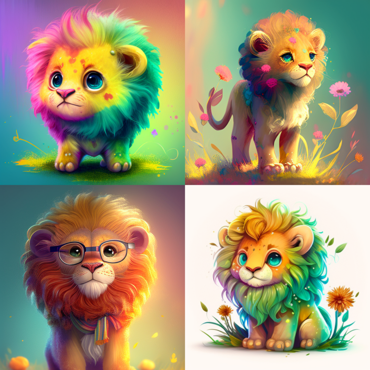 Cute lion drawing to delight little children