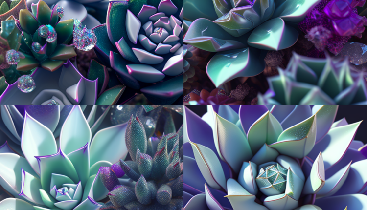 Futuristic succulents that look like they are encrusted with gemstones