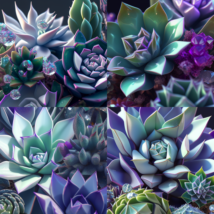 Futuristic succulents that look like they are encrusted with gemstones