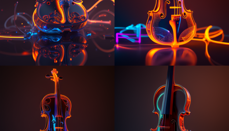 Glowing Neon Violin - Art