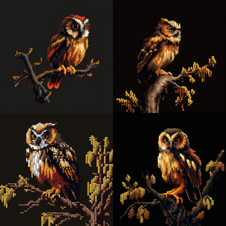 Pixel art of an owl