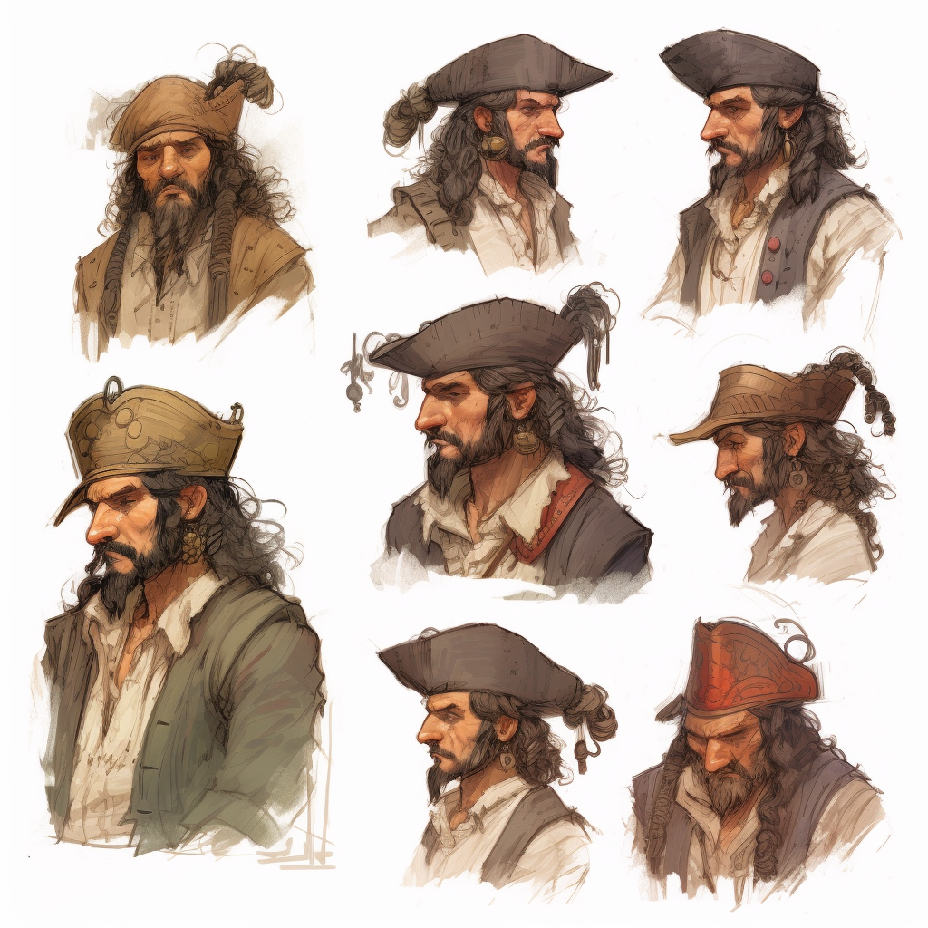 Midjourney Prompt for Character Design of a Pirate | Promptrr.io