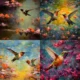 Midjourney prompt artistic colorful painting hummingbirdbird version 5.1