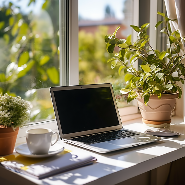 Aesthetic Workspace Stock Photo