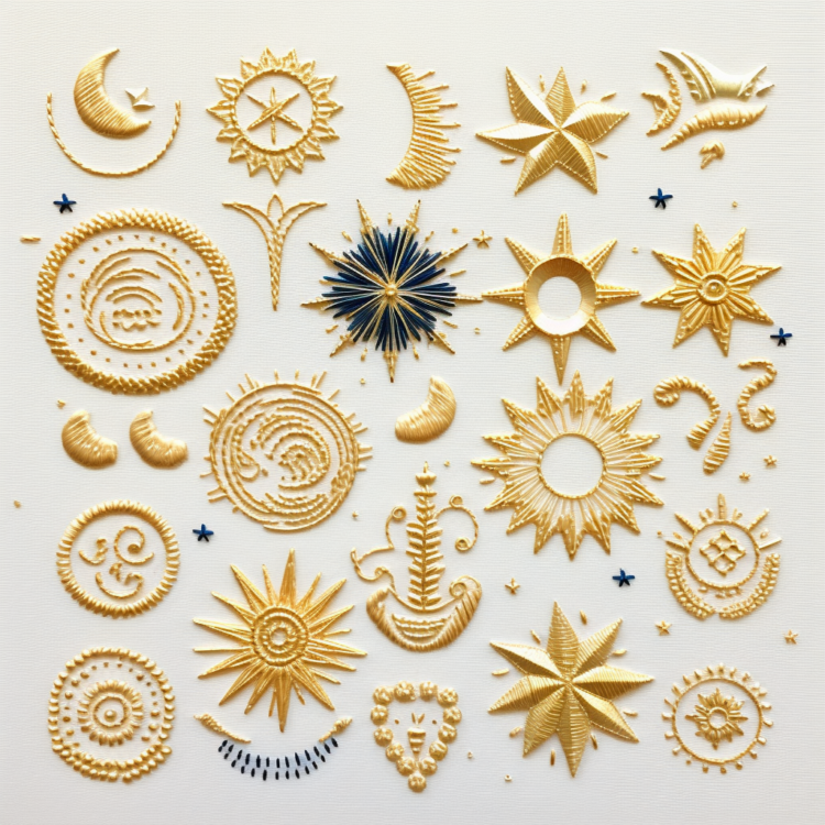 Celestial-themed Embroidery Designs
