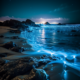 Midjourney Prompt for Bioluminescent Waves Stock Photos