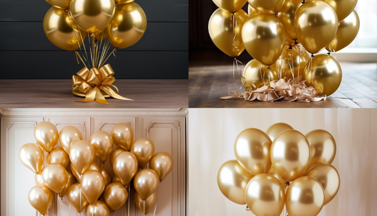 Golden Balloon Bouquet Party Decor