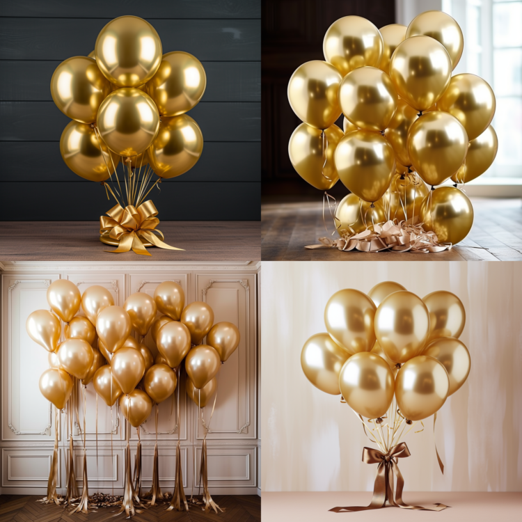 Golden Balloon Bouquet Party Decor
