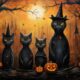 Midjourney Prompt: Cats celebrate Halloween party