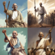 Artwork of Mahatma Gandhi with Iconic Pose | Midjourney Prompt