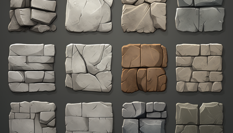 Stone digital video game material texture bundle