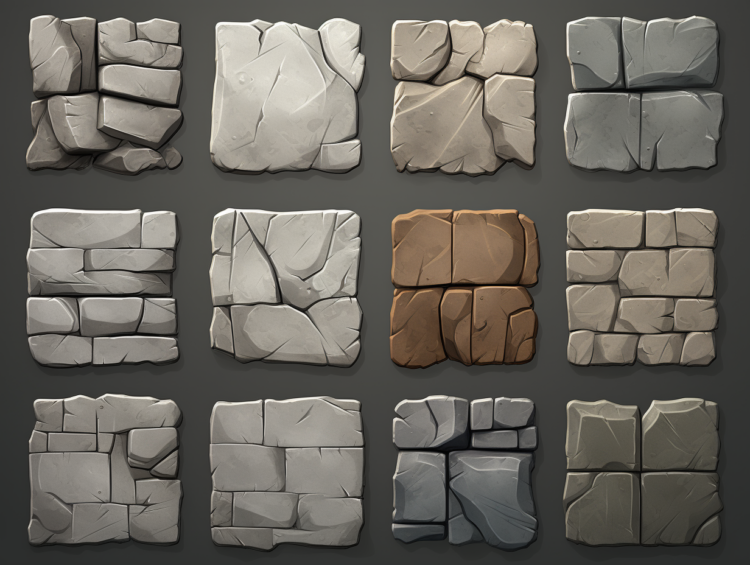 Stone digital video game material texture bundle