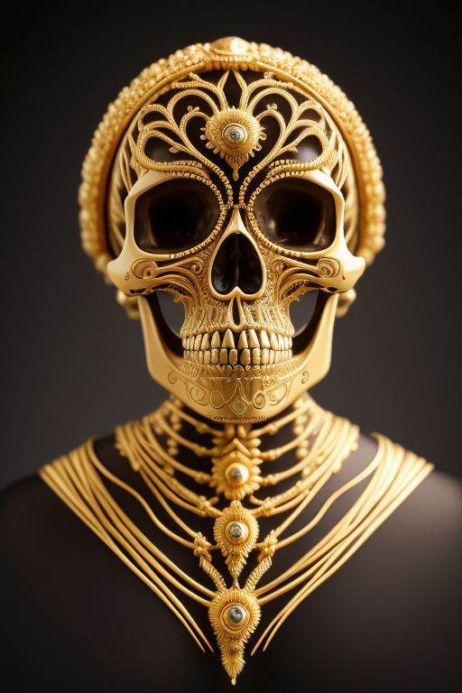 Download the digital marvel of a life-size human skull adorned with intricate golden filigree. The artist's meticulous craftsmanship transforms mortality into breathtaking elegance, capturing the dance of light on each delicate detail. #GoldenElegance #DigitalArtistry