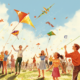 People Celebrating Kite Festival VINTAGE CLIPART | Midjourney Prompt