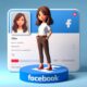 3D style animated illustration with social media logo