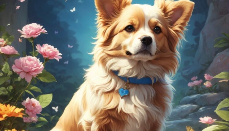 cute_dog_garden_butterflies