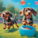 Dachshund Puppies Playing Outdoors In The Pet Park, prompt Leonardo AI