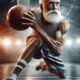 realistic grandfather playing basketball