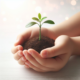 Plant in hands of little kid