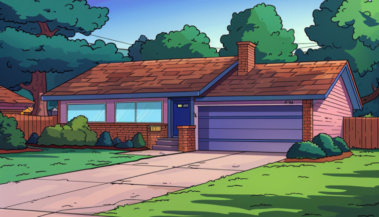 midkotas. The Simpsons cartoon style 742 Evergreen Terrace grou 10ab2de6 368f 4c9d 95ac 4764d658c98d | Promptrr.io