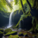 Ancient Forest with Waterfall | Midjourney Prompt