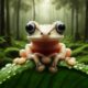 A Cute Crested Frog on Leaf | Midjourney Prompt