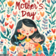 Mother’s Day Illustration with Flowers and Hearts | Midjourney Prompt