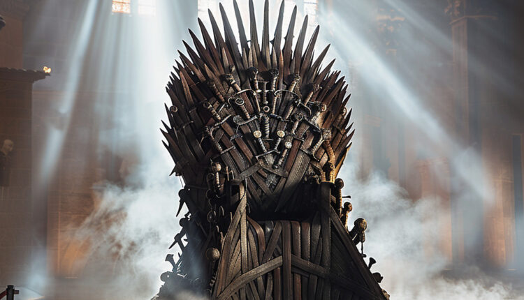midkotas. Wide angle view of The Iron Throne Game of thrones TV d9153761 ec11 48fc 87be 471a6ab1564e | Promptrr.io