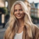 “Scandinavian Elegance: Swedish Model Influencer in Chic Outdoor Setting”