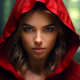 Woman Donned in Red Hooded Cloak | Leonardo AI