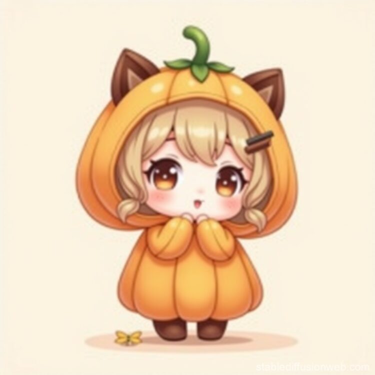 Kawaii Chibi Halloween Set Illustration