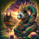 The features of a panda and a dragon (‘Naga’), gracefully coiled beside a tranquil lotus pond | DALL-E Prompts