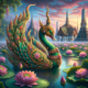 Thai swan (‘Hamsa’) gracefully floating on a serene lotus-filled pond | DALL-E Prompts