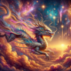 A celestial dragon soaring through a vibrant | DALL-E Prompts