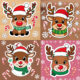 Cute Christmas cartoon Reindeer Sticker with Santa hat and ornaments