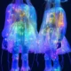 A midjourney prompt of 2 jelly fish looking like humans.