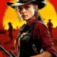 A strange women in a Red dead Redemption 2 poster midjourney prompt.