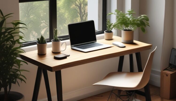 Modern minimalist workspace with a clean desk, ergonomic chair, sleek laptop, and organized accessories, designed for productivity enthusiasts.