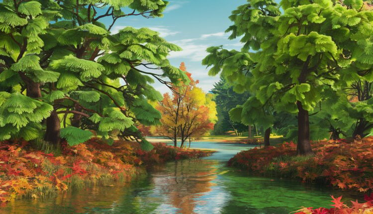 A breathtaking landscape featuring lush green hills, a tranquil lake, and a vibrant sunset sky. The calm atmosphere and warm colors evoke a sense of peace and connection with nature.